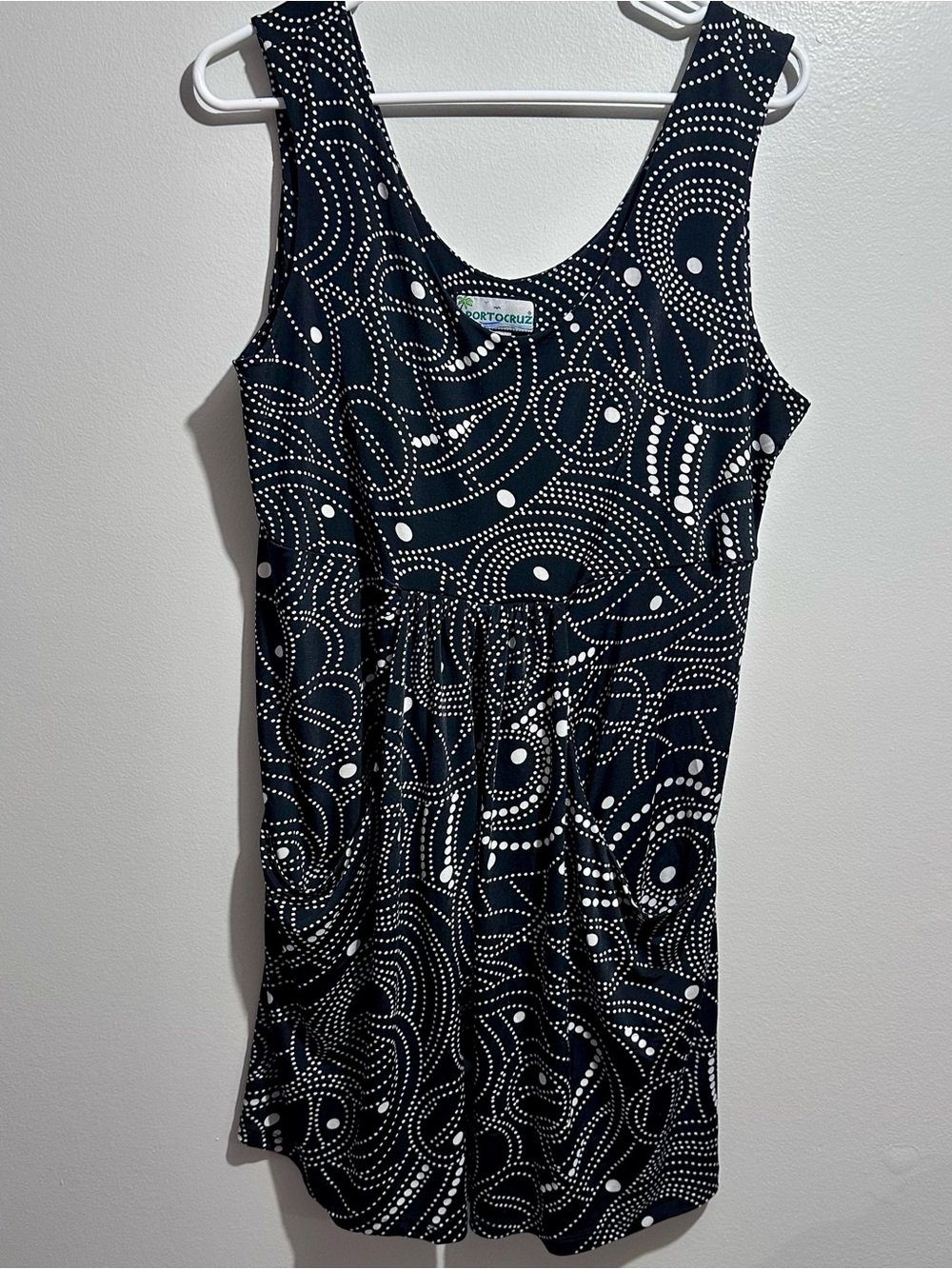 Porto Cruz Black & White Dot-Print Women's Swim Coverup Size 1X (166)